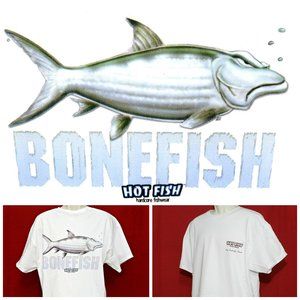 Hotfish Hardcore Fishwear Fishing T-Shirt Angry Grumpy Bonefish Bone Fish XL